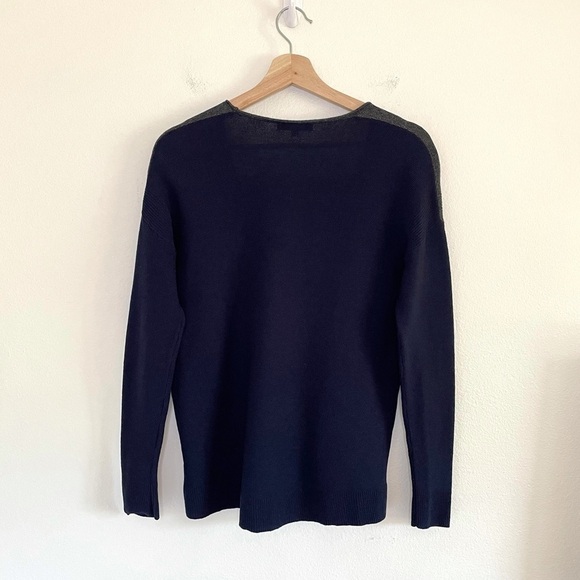 NEW Madewell Kimball Colorblock Wool Blend Pullover Sweater Grey Navy Blue Small - Picture 6 of 14